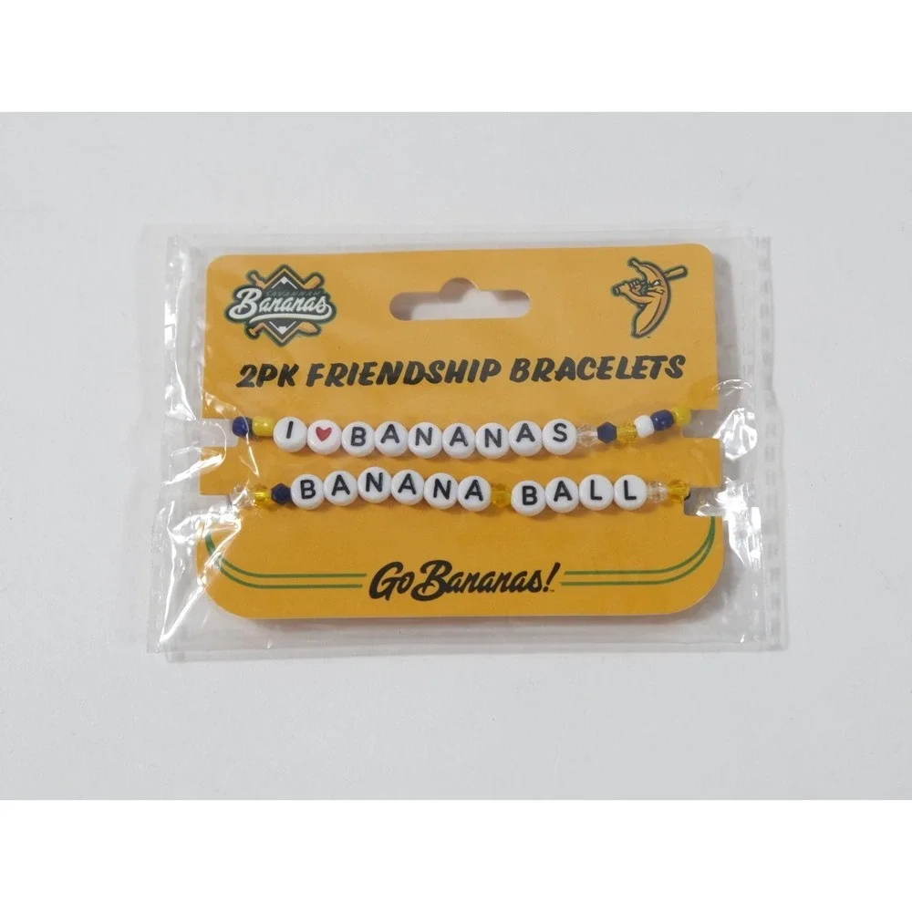 Savannah Bananas Bracelet Unisex OS Yellow I Heart Bananas Banana Ball 2PK New